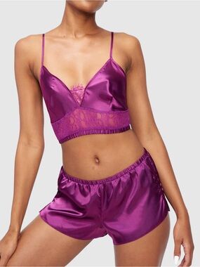 NWT - Frederick’s of Hollywood Delphine Lingere Set in Purple - Size L